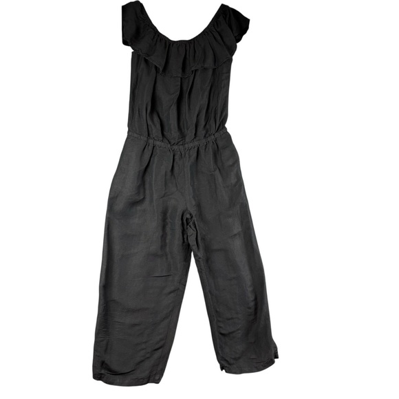 Tommy Bahama Black Ruffled Off-Shoulder Linen Blend Jumpsuit Sz L *see below - Picture 2 of 13